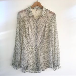 Free People sheer floral lace blouse